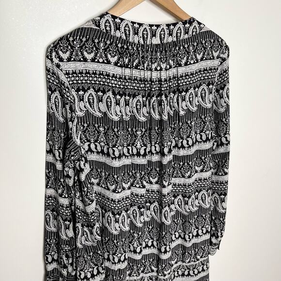Thakoon Collection Womens Paisley Mini Dress 6 Black Long Sleeve V Neck Pullover - Picture 9 of 12